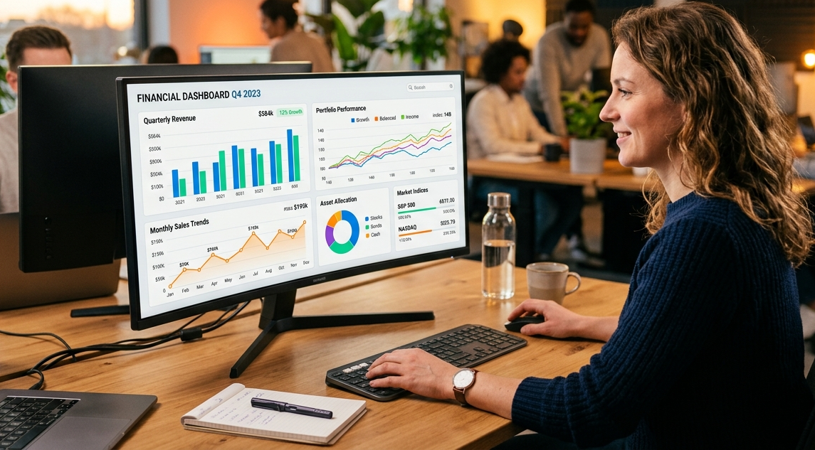 Dashboard con grafici di analisi finanziaria e andamento debiti